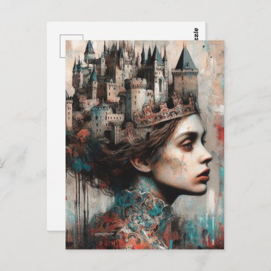 城と王冠のおとぎ話の女王|過去記事 ポストカード (正面/裏面)