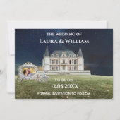 城に到着 – 日付写真を保存 招待状 (裏面)