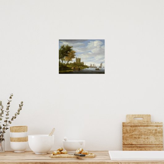 城のある河口 ポスター (キッチン)