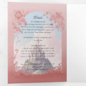 城のおとぎ話の本結婚三折 三つ折り招待状 (内部最初)