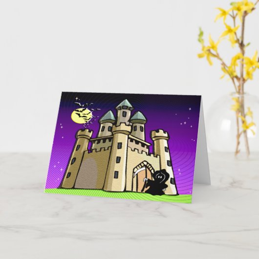 城のこうもりと死神の城の扉 カード (黄色い花)