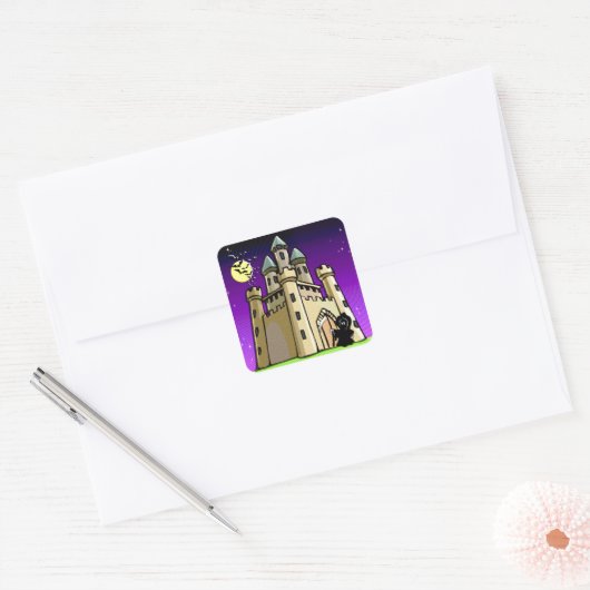 城のこうもりと死神の城の扉 スクエアシール (封筒)