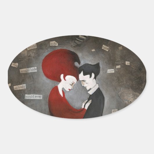 城のステッカー 楕円形シール (正面)