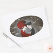 城のステッカー 楕円形シール (封筒)