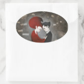 城のステッカー 楕円形シール (バッグ)