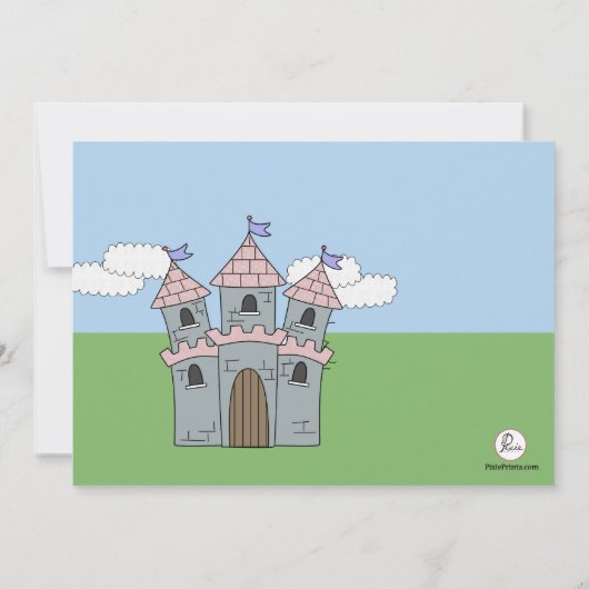 城のプリンセスの誕生日のパーティの招待状 招待状 (裏面)