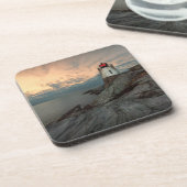 城の丘の灯台の日没 コースター (左側)