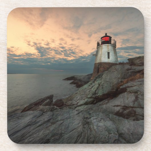 城の丘の灯台の日没 コースター (正面)