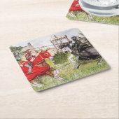 城の前の中世の城 スクエアペーパーコースター (アングル)