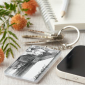 城の彫刻・鉛筆画 キーホルダー (正面右)