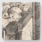 城の彫刻・鉛筆画 ストーンコースター (正面)