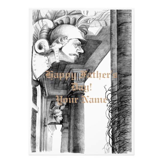 城の彫刻・鉛筆画 フォトプリント (正面)