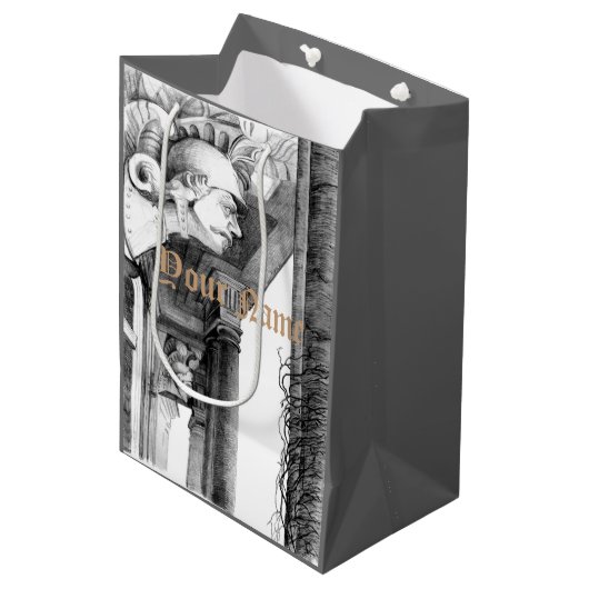 城の彫刻・鉛筆画 ミディアムペーパーバッグ (正面アングル)