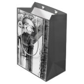 城の彫刻・鉛筆画 ミディアムペーパーバッグ (裏面アングル)