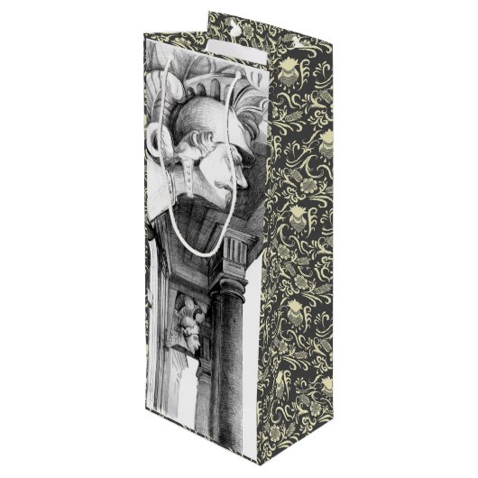 城の彫刻・鉛筆画 ワインギフトバッグ (裏面アングル)