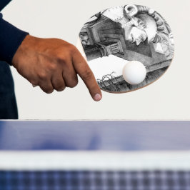 城の彫刻・鉛筆画 卓球ラケット