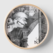 城の彫刻・鉛筆画 壁時計 (正面)