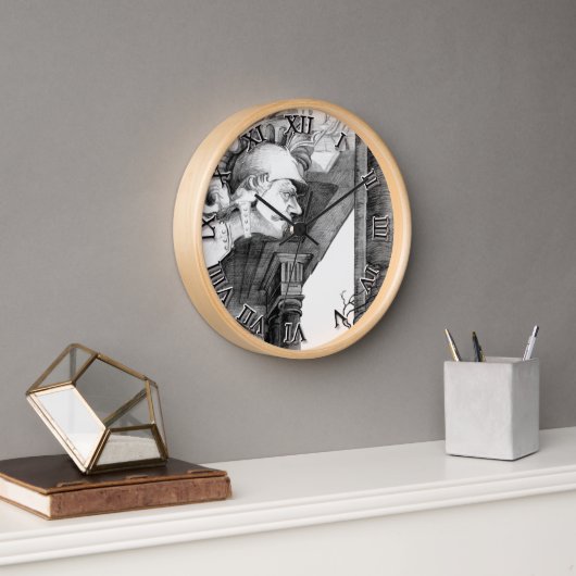 城の彫刻・鉛筆画 壁時計 (オフィス)