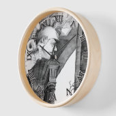 城の彫刻・鉛筆画 壁時計 (傾斜)