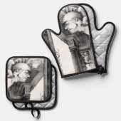 城の彫刻・鉛筆画 鍋つかみ&鍋敷きセット (正面/裏面)