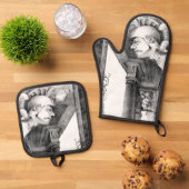 城の彫刻・鉛筆画 鍋つかみ&鍋敷きセット (トップダウン)