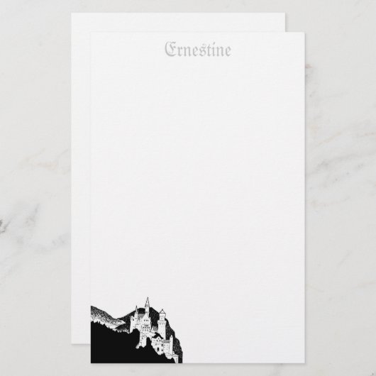 城の文房具 – パーソナライズされた 便箋 (正面/裏面)