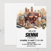 城の景色を望む夏のピクニックへの招待 招待状 (正面/裏面)