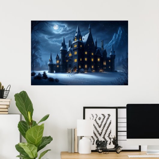 城の空の冷たい夜 ポスター (ホームオフィス)