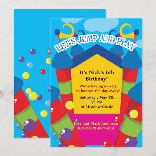 城の誕生日の招待 招待状 (正面/裏面)