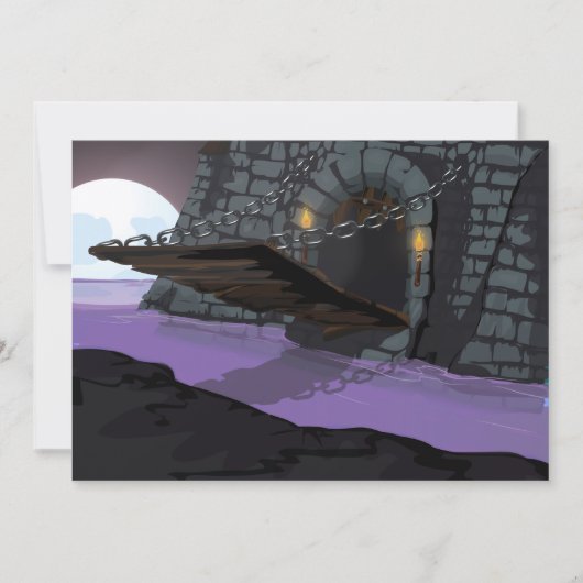 城の跳ね橋と堀 招待状 (正面)