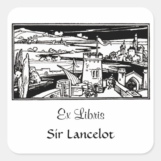 城の風景 スクエアシール (正面)