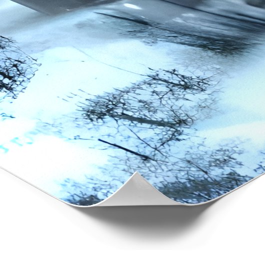 城は雪が降っている | AIアートポスター ポスター (角)