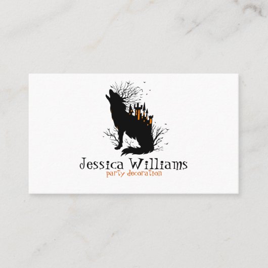 城を持つハロウィン不気味ウルフ 名刺 (正面)