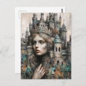 城を頭に抱えたおとぎ話の女王 ポストカード (正面/裏面)