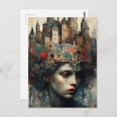 城を頭に抱えた人 ポストカード (正面/裏面)