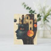 城を頭に抱えた青い女性 ポストカード (スタンド正面)