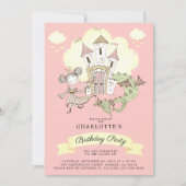 城プリンセスドラゴンガールズピンク誕生日 招待状 (正面)