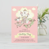 城プリンセスドラゴンガールズピンク誕生日 招待状 (スタンド正面)