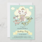 城プリンセスドラゴンガールズブルー誕生日 招待状 (正面)