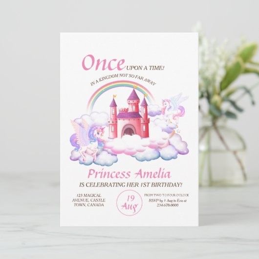 城プリンセスピンクユニコーン1stマジカル誕生日 招待状 (スタンド正面)