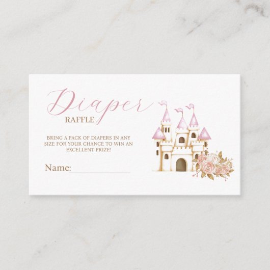 城プリンセスベビーシャワーおむつラッフル エンクロージャーカード (正面)