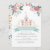 城プリンセスユニコーンフローラガール1st誕生日 招待状 (正面/裏面)