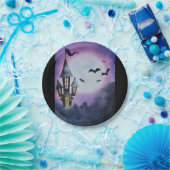 城不気味とこうもりのある場面 ペーパープレート (パーティー)