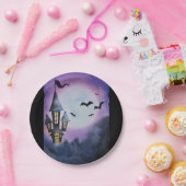 城不気味とこうもりのある場面 ペーパープレート (パーティー)