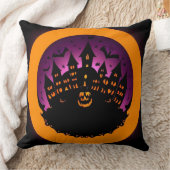 城不気味のハロウィン幽霊のよく出るシルエット クッション (ブランケット)