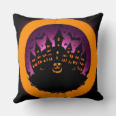 城不気味のハロウィン幽霊のよく出るシルエット クッション (裏面)