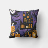 城不気味幽霊のよく出るのジャック・オ・ランタンのハロウィーン クッション (裏面)