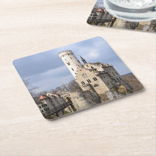 城伝統的オンクリフ曇り日 スクエアペーパーコースター (アングル)