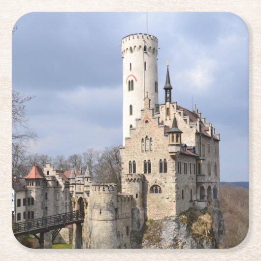 城伝統的オンクリフ曇り日 スクエアペーパーコースター (正面)