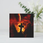 城及び吸血鬼のスカルの(背部で)ハローウィンパーティ 招待状 (スタンド正面)